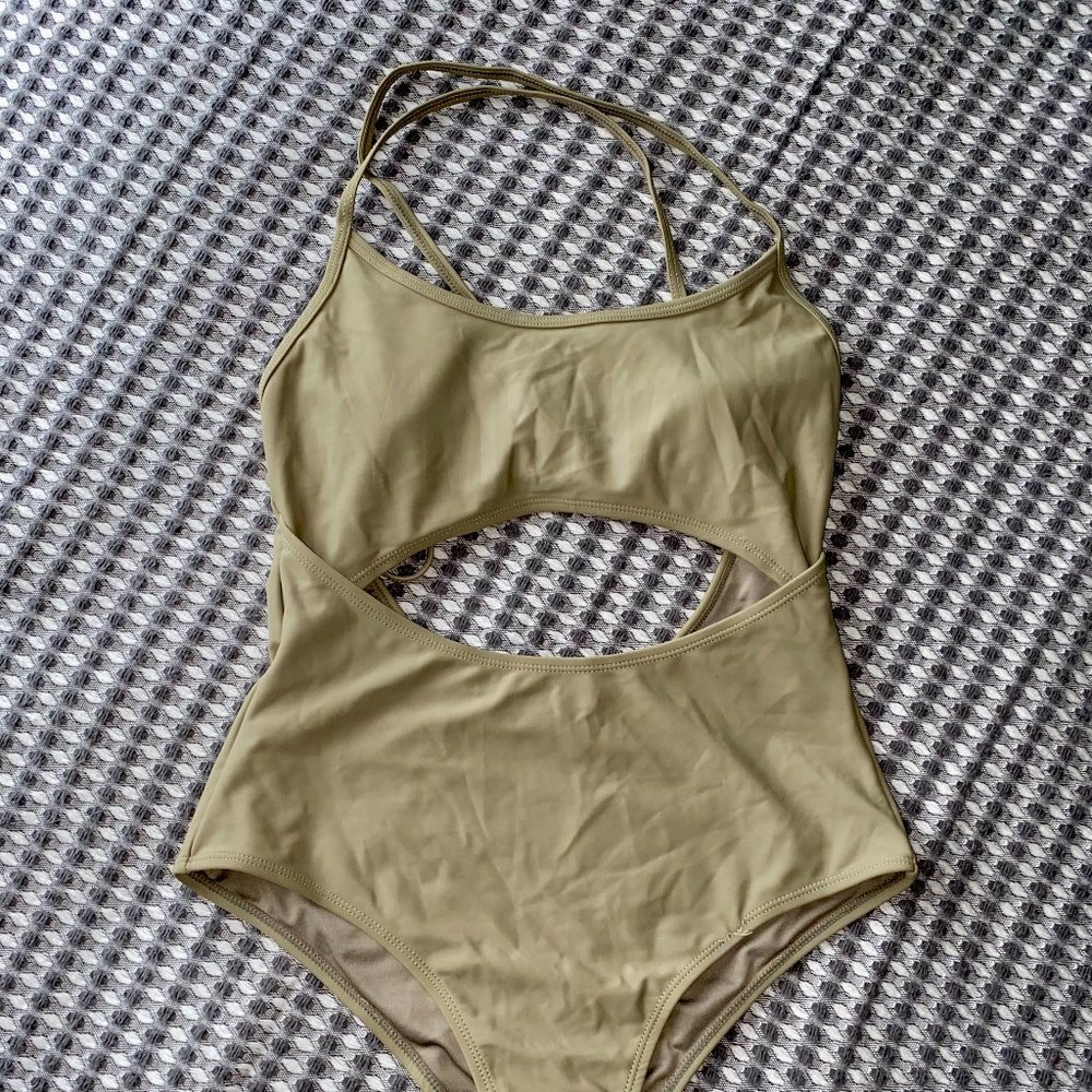 Gymshark khaki green bathing suit